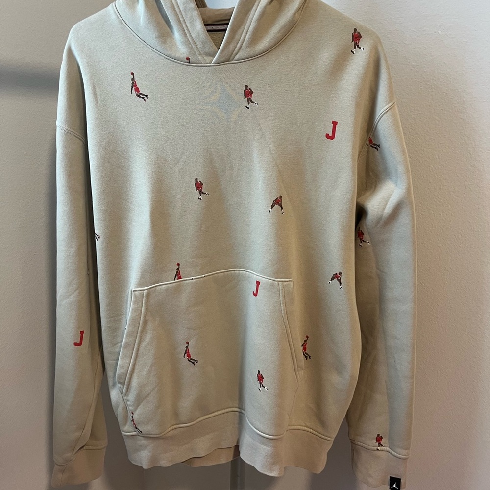 Jordan Beige Hoodie with Red Details